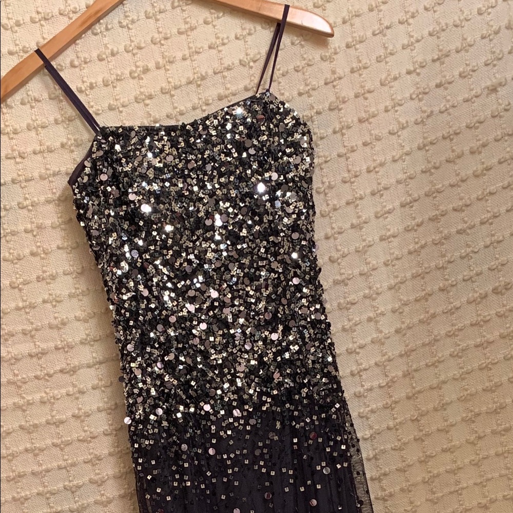 Adrienna Pappel Navy/Sequin Long Ballgown Size 4